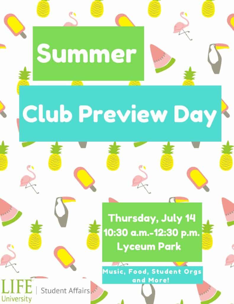 Summer Club Preview Day Flyer