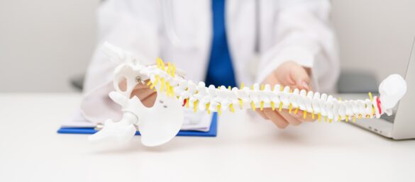 Doctor,With,Human,Spine,Anatomy,Model.,Spinal,Cord,Disorder,And